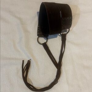 Brown Leather Women's Belt with Tassels